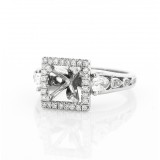 0.78 Cts. 18K White Gold Diamond Princess Cut Diamond Engagement Ring With Halo